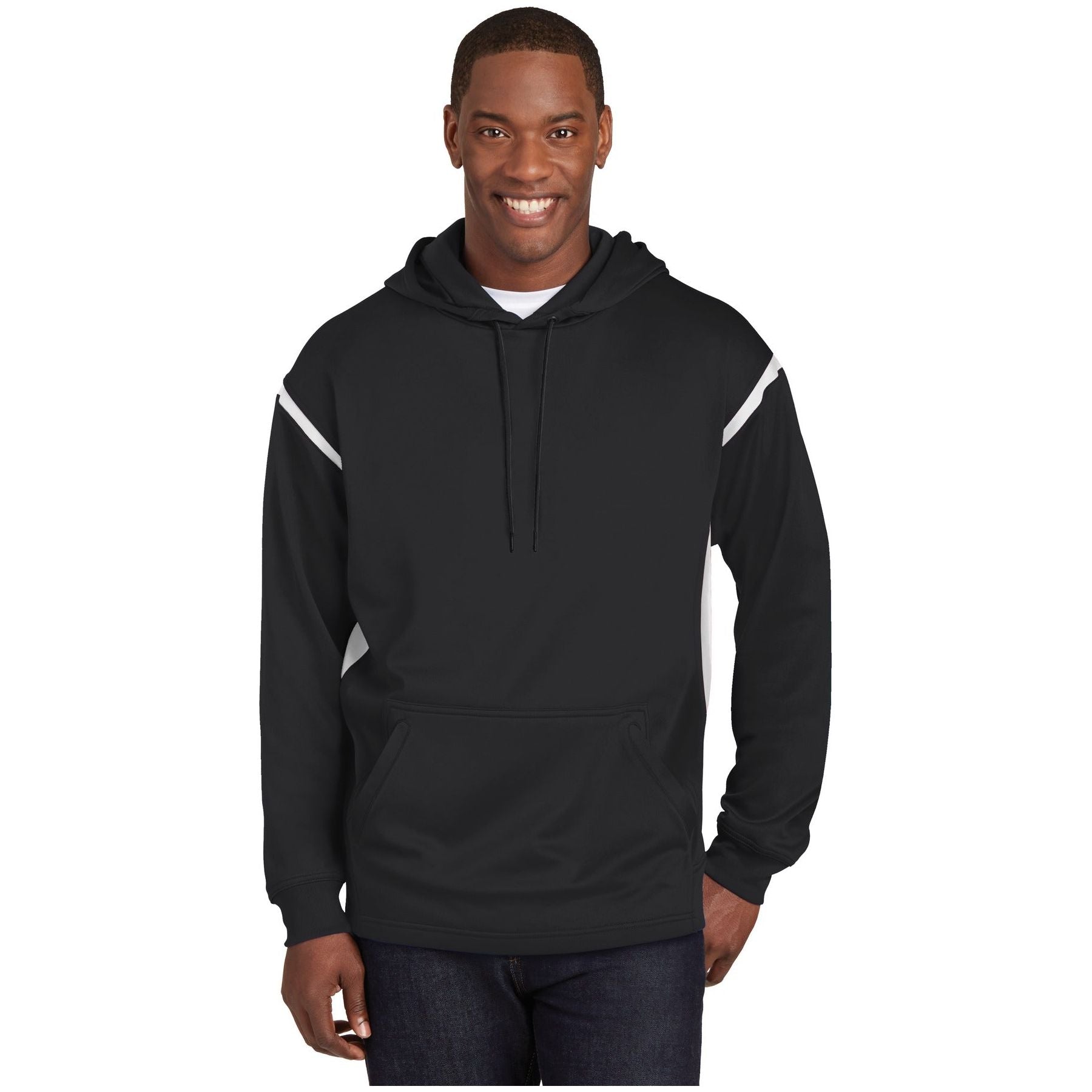 Sport-Tek ® Tech Fleece Colorblock Hooded Sweatshirt. F246 - Sport-Tek F246 Activewear Sport-Tek Black/ White XS