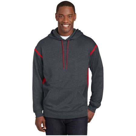 Sport-Tek ® Tech Fleece Colorblock Hooded Sweatshirt. F246 - Sport-Tek F246 Activewear Sport-Tek Graphite Heather/ True Red XS