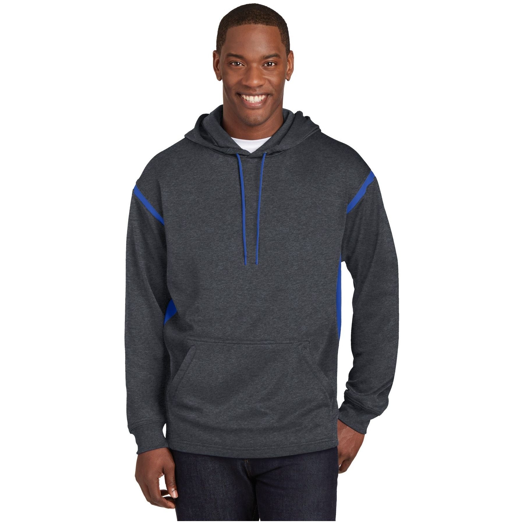 Sport-Tek ® Tech Fleece Colorblock Hooded Sweatshirt. F246 - Sport-Tek F246 Activewear Sport-Tek Graphite Heather/ True Royal XS