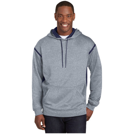 Sport-Tek ® Tech Fleece Colorblock Hooded Sweatshirt. F246 - Sport-Tek F246 Activewear Sport-Tek Grey Heather/ True Navy XS