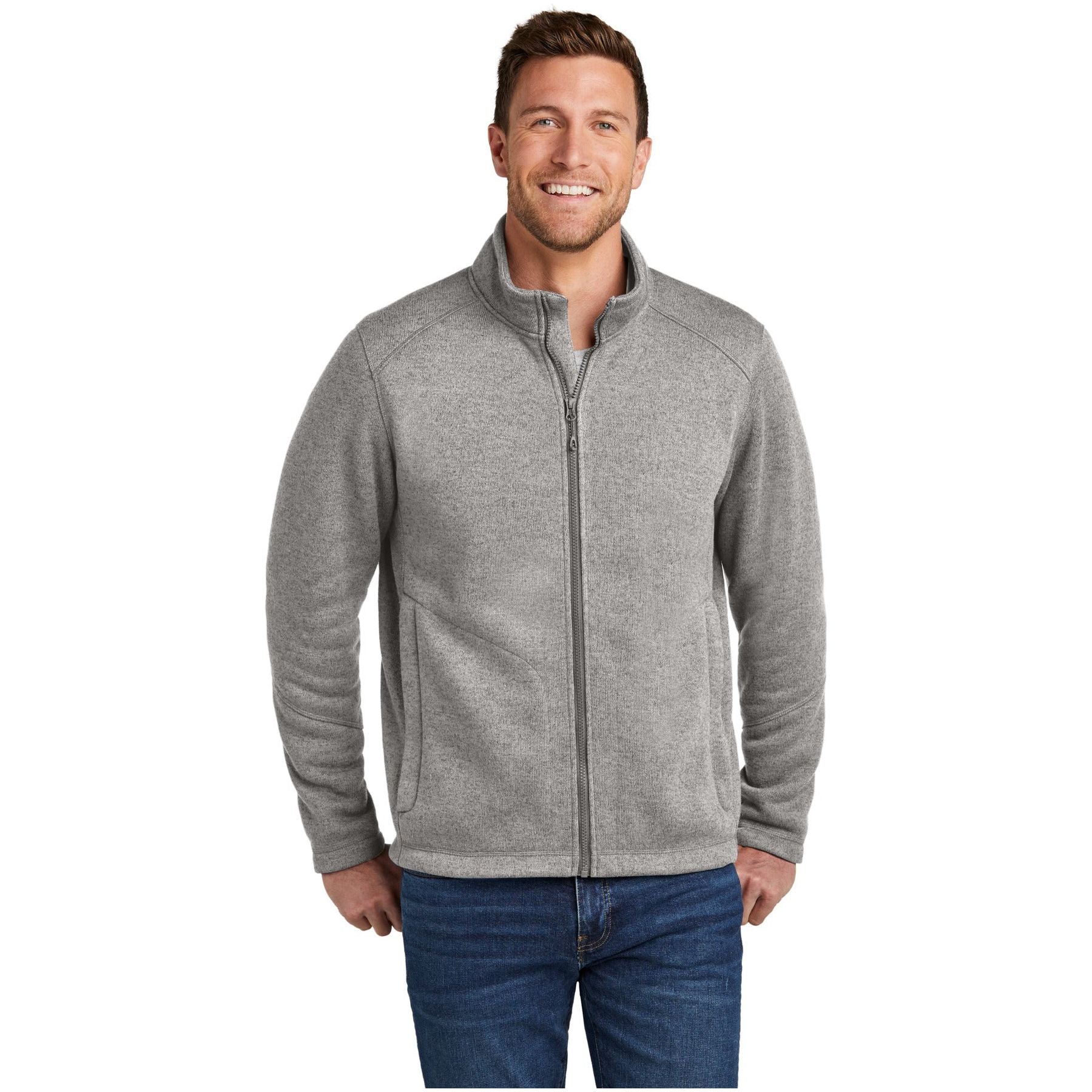 Port Authority ® Arc Sweater Fleece Jacket F428 - Port Authority F428 Outerwear Port Authority Deep Smoke Heather XS