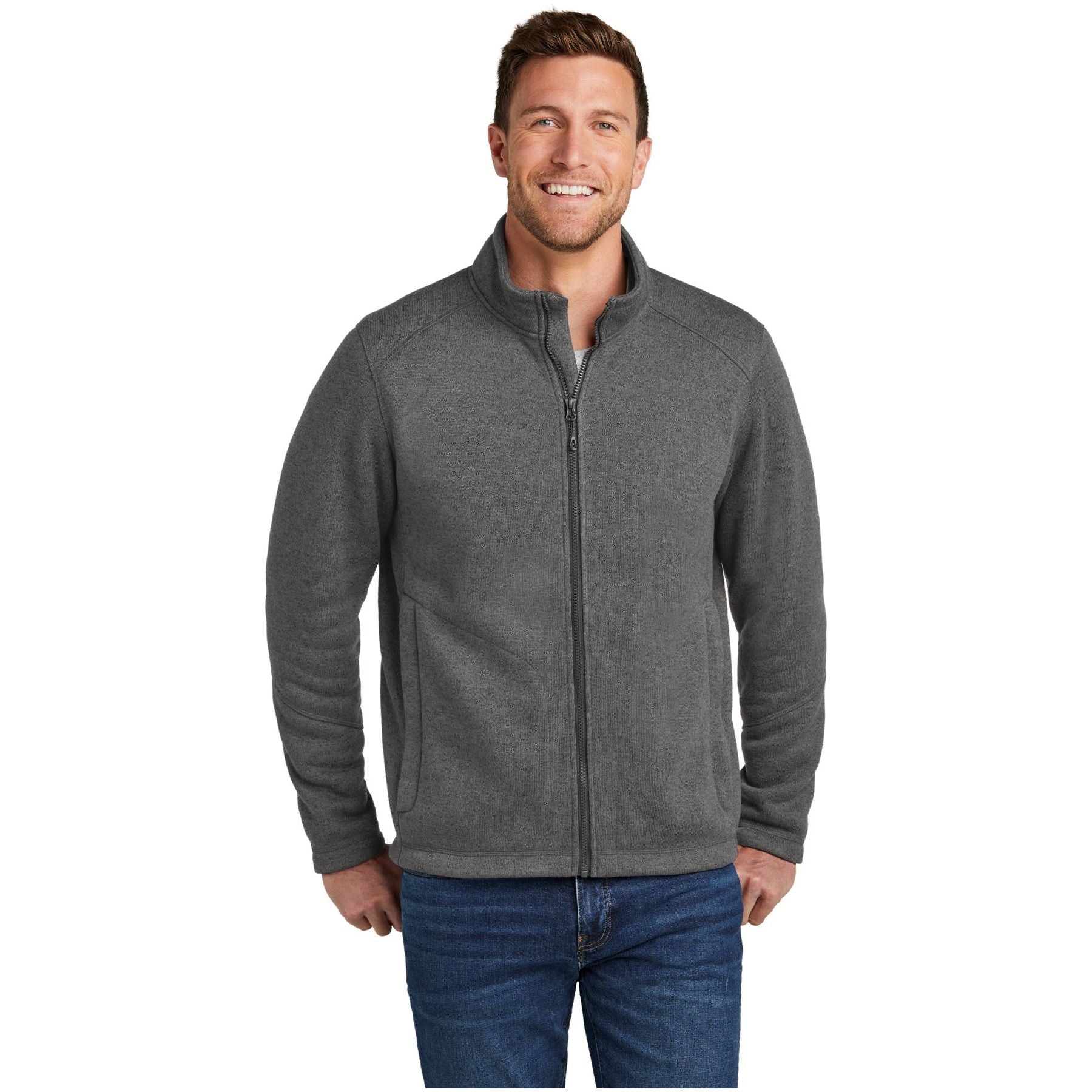 Port Authority ® Arc Sweater Fleece Jacket F428 - Port Authority F428 Outerwear Port Authority Grey Smoke Heather XS