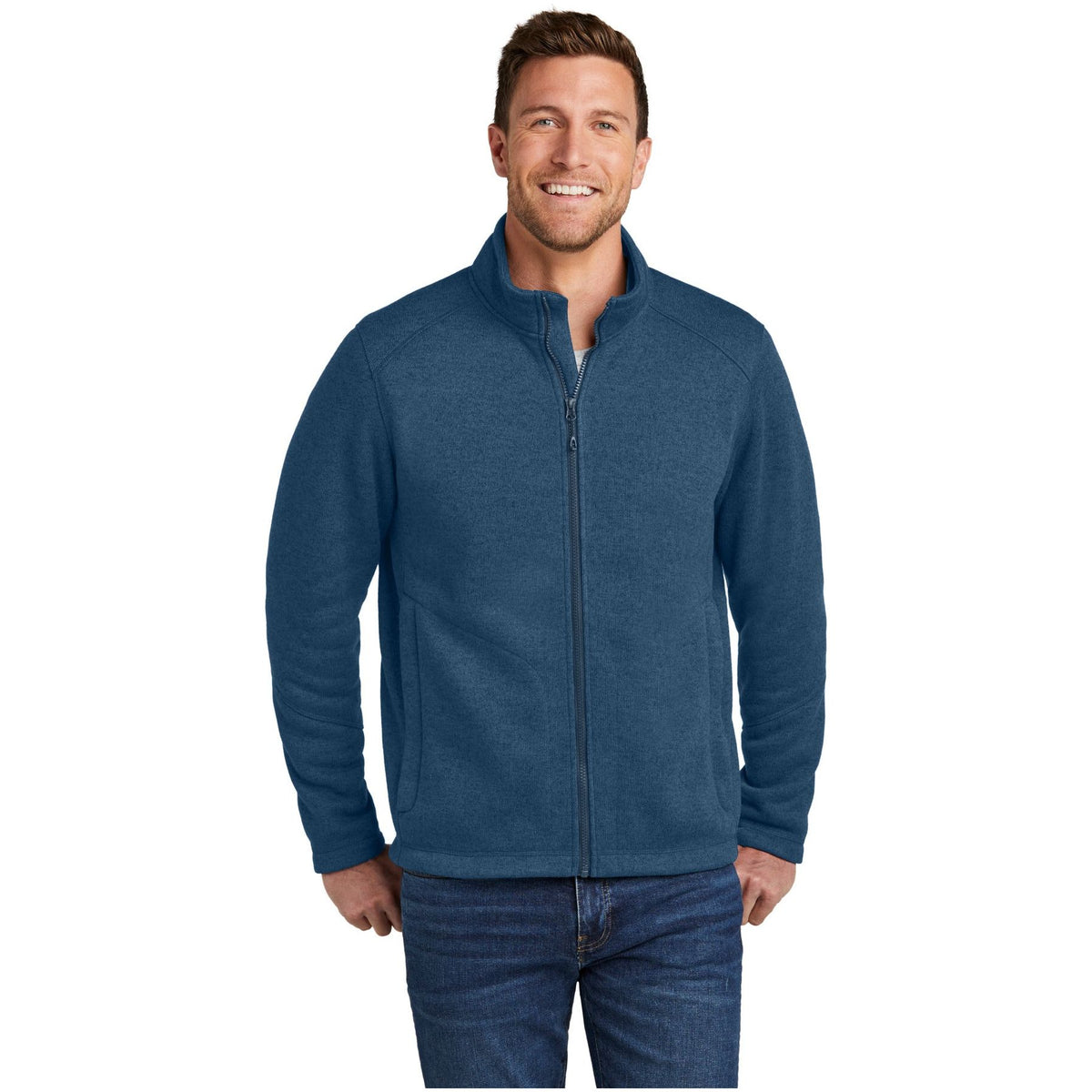 Port Authority ® Arc Sweater Fleece Jacket F428 - Port Authority F428 Outerwear Port Authority Insignia Blue Heather XS