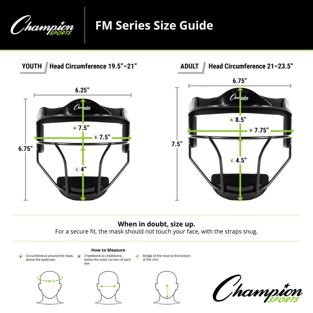 Champion Sports SOFTBALL FIELDER'S FACE MASK ADULT/BLACK