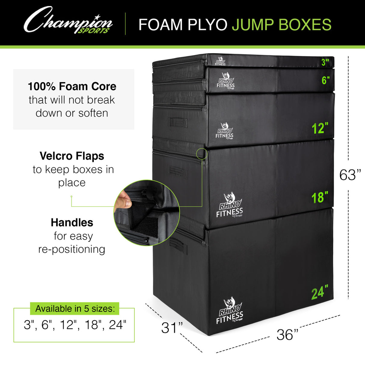 Champion Sports FOAM PLYO BOX 12" H
