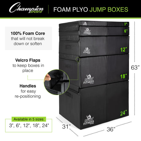 Champion Sports FPX12 Foam Plyo Box 12" H