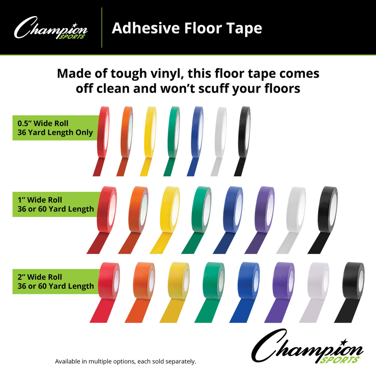 Champion Sports FLOOR MARKING TAPE 2" X 60 YDS/BLACK