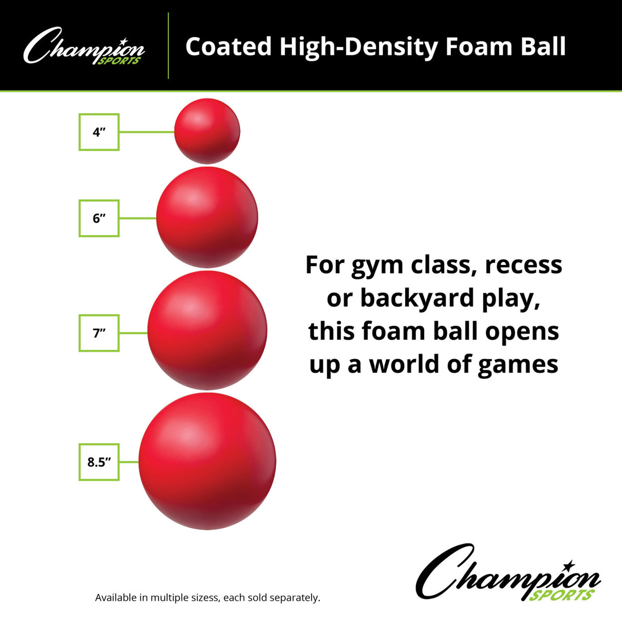 Champion Sports COATED HIGH-DENSITY FOAM BALL 8.5" D