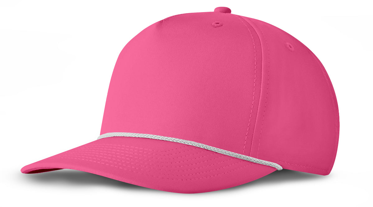 J7256 Clubhouse Performance Rope Cap - Hot Pink with White Rope (Front)