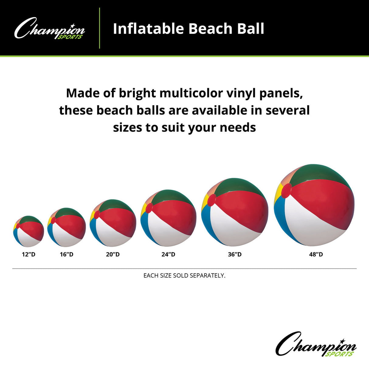Champion Sports BEACH BALL 12" D