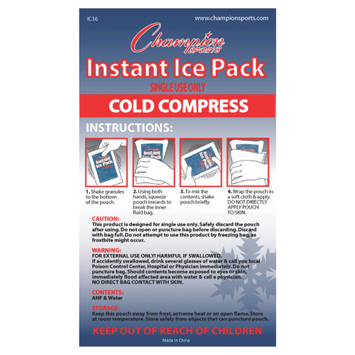Champion Sports INSTANT COLD COMPRESS