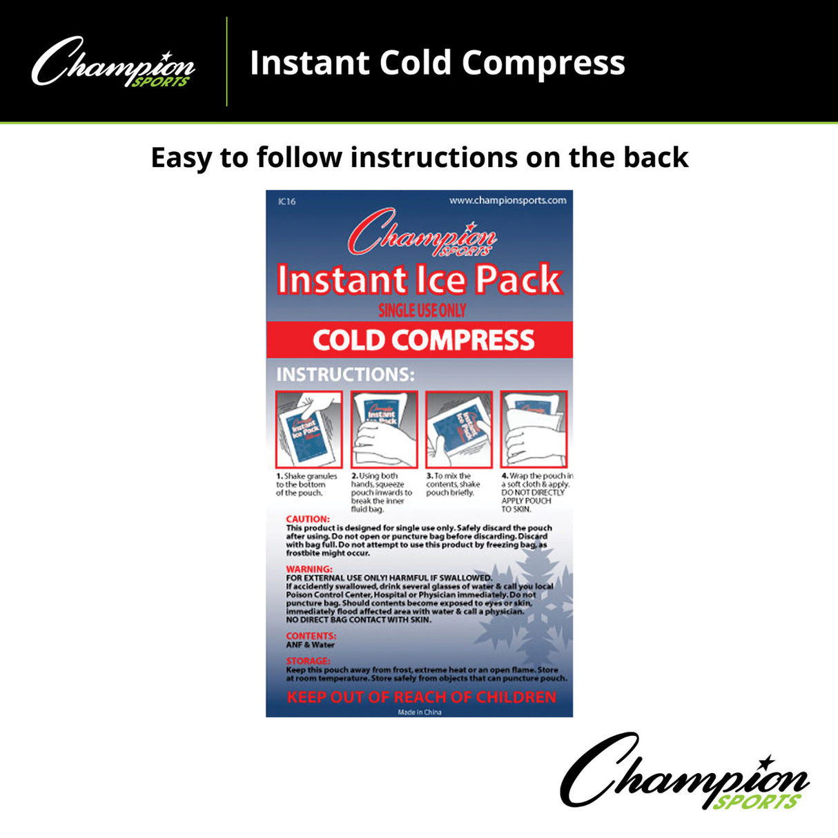 Champion Sports INSTANT COLD COMPRESS