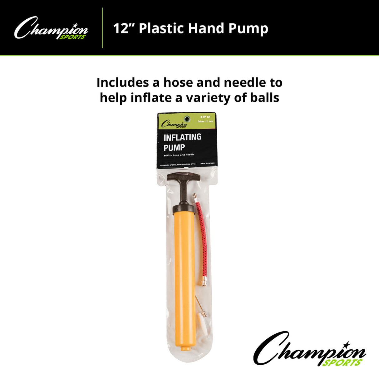 Champion Sports 12"L PLASTIC HAND PUMP