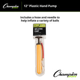 Champion Sports 12"L PLASTIC HAND PUMP