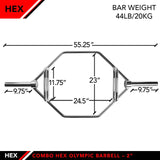 JFIT HEX DEAD LIFT BARBELL, 750 LB CAPABILITY