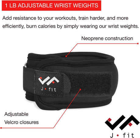 JFIT ADJUSTABLE WRIST WEIGHTS 2 LB, SMALL/MEDIUM