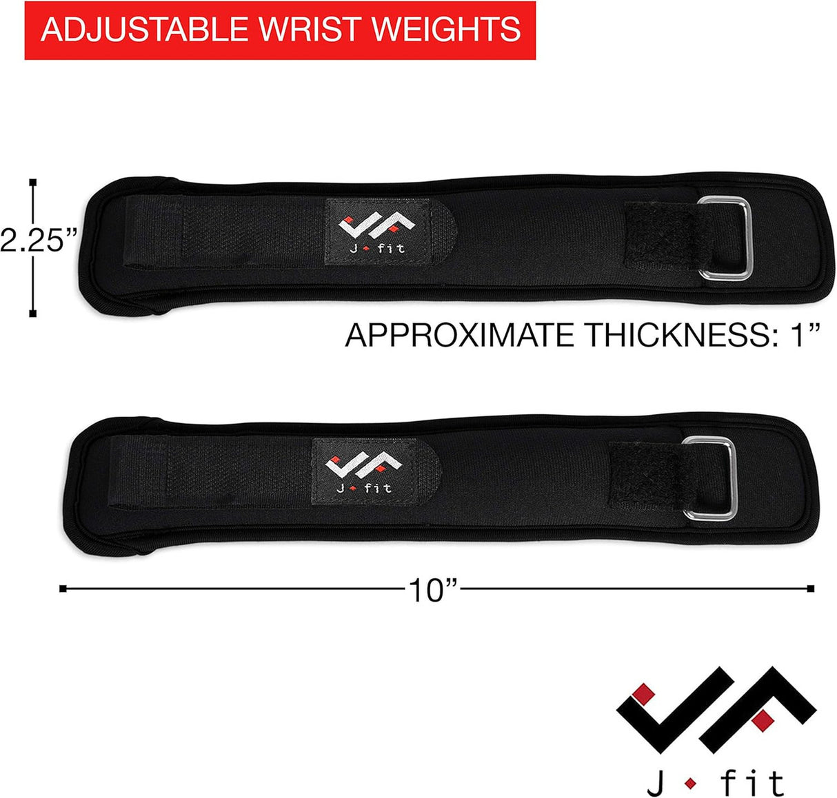 JFIT ADJUSTABLE WRIST WEIGHTS 2 LB, MEDIUM/LARGE
