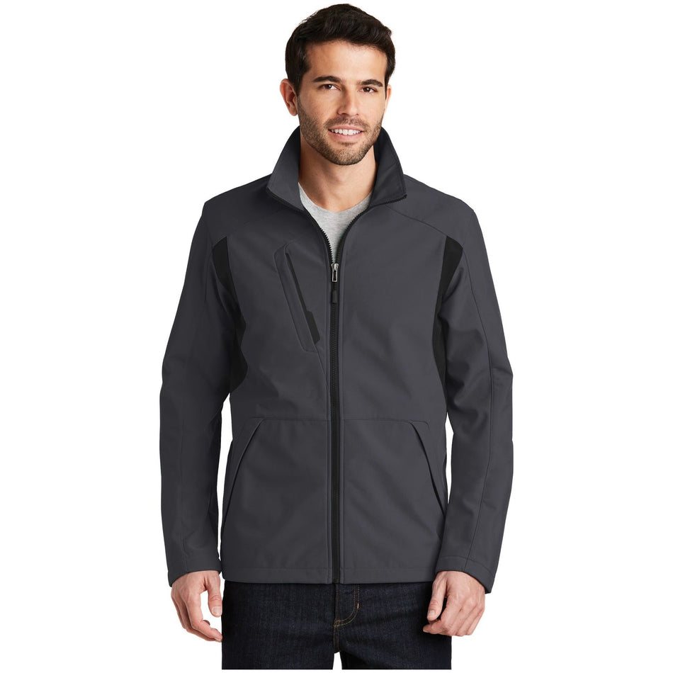 Port Authority ® Back-Block Soft Shell Jacket. J336 - Port Authority J336 Outerwear Port Authority Battleship Grey/ Black XS