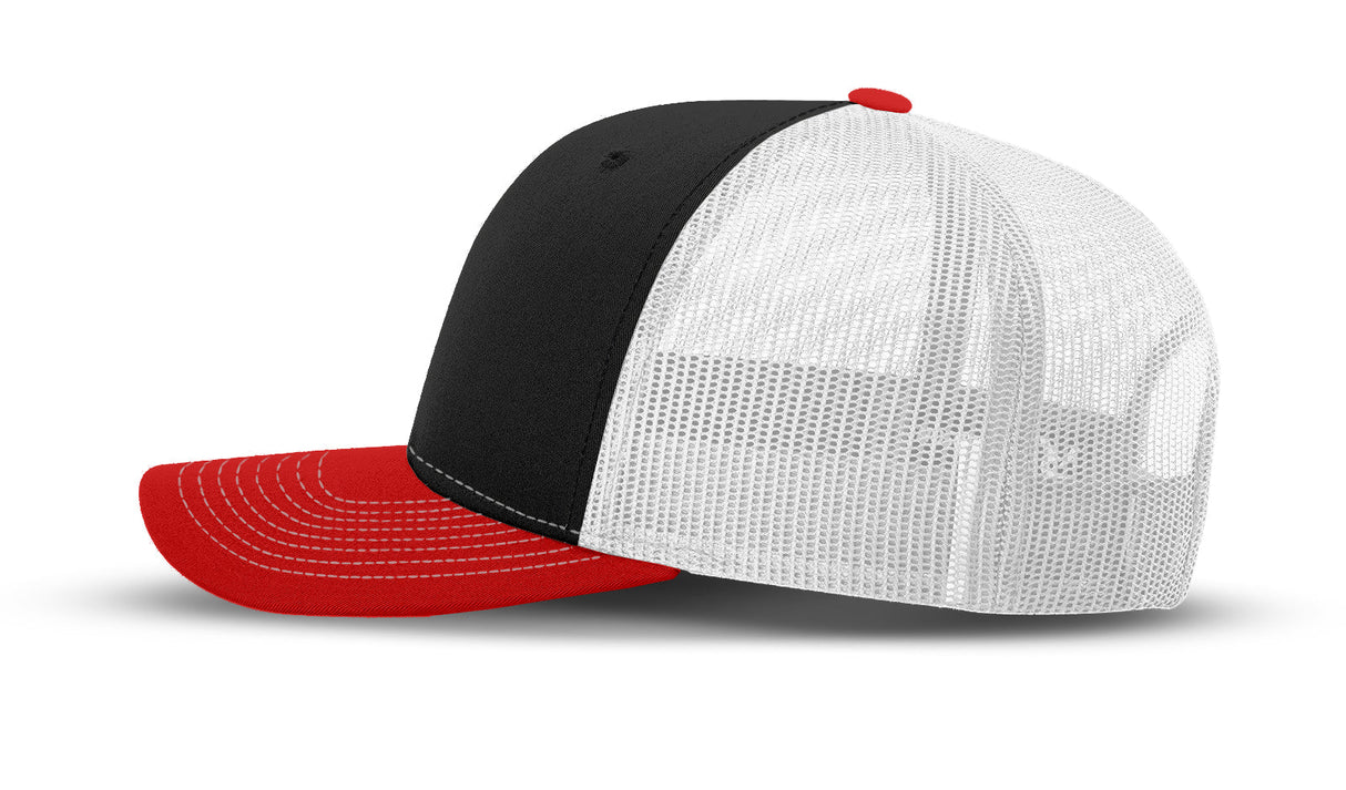 Joe's USA Original Trucker Hat JOE112 - Black/Red/White - Angle View 2