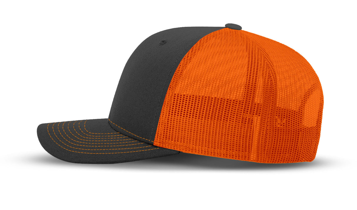 Joe's USA Original Trucker Hat JOE112 - Charcoal/Blaze Orange - Angle View 2