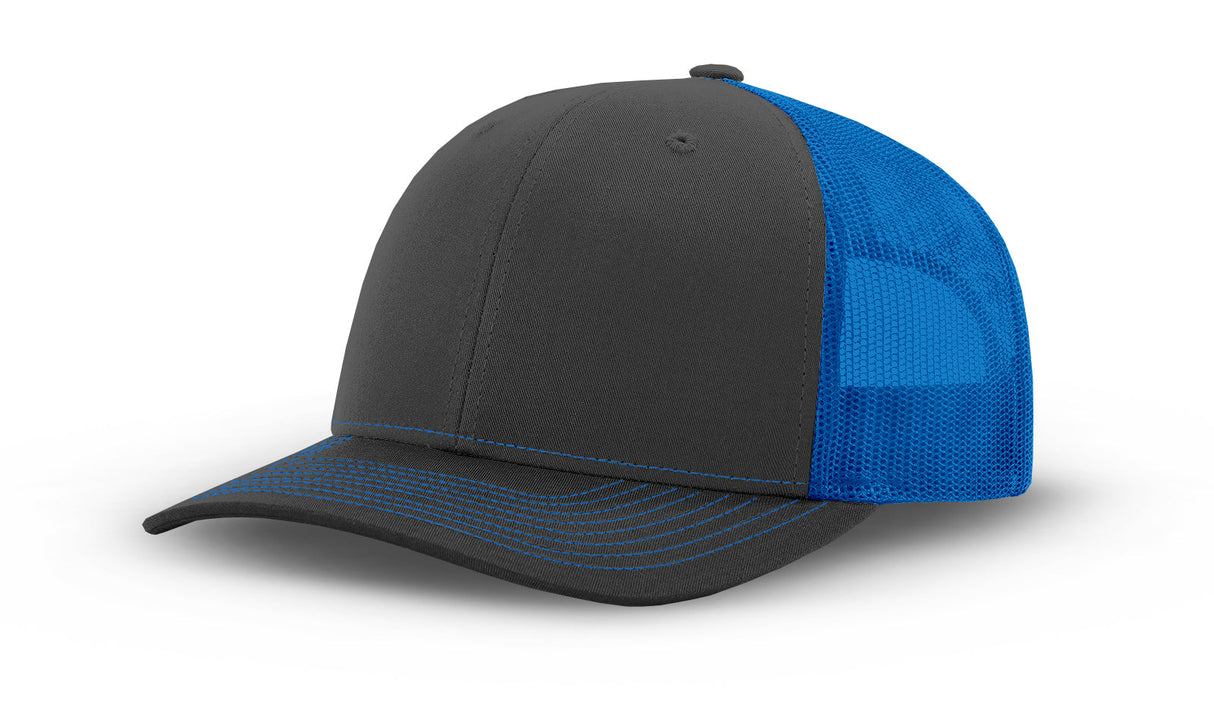 Joe's USA Original Trucker Hat JOE112 - Charcoal/Neon Blue - Main View