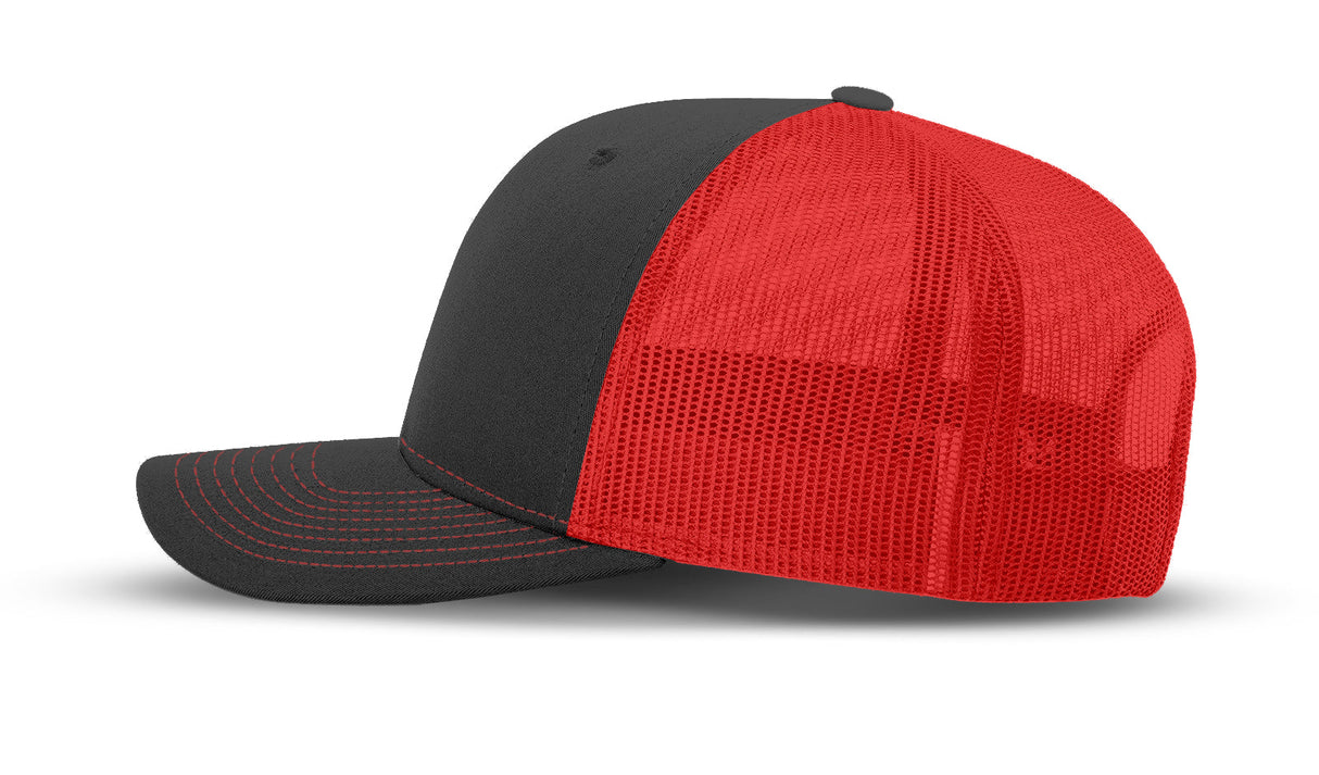 Joe's USA Original Trucker Hat JOE112 - Charcoal/Red - Angle View 2