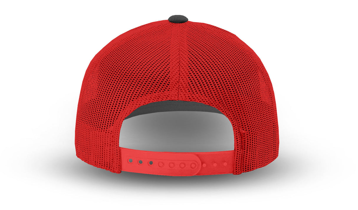 Joe's USA Original Trucker Hat JOE112 - Charcoal/Red - Angle View 3