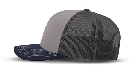Joe's USA Original Trucker Hat JOE112 - Gray/Navy/Charcoal - Angle View 2