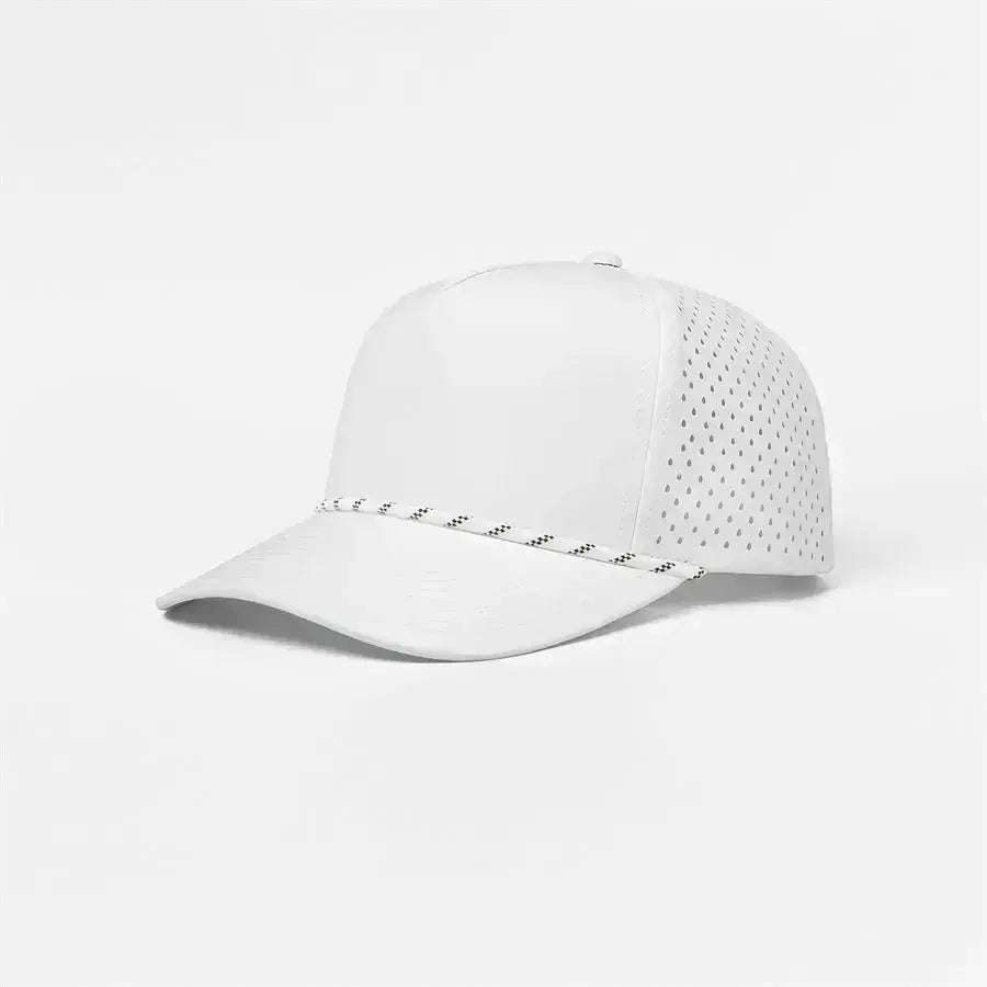 Joe's USA 5-Panel Rope Golf Hat | Water-Repellent Perforated Snapback Cap