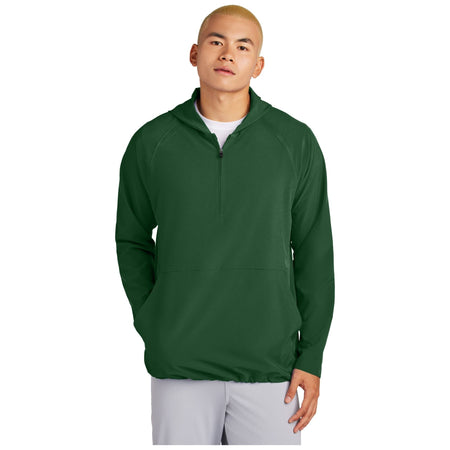 Sport-Tek ® Repeat 1/2-Zip Long Sleeve Hooded Jacket JST488 - Sport-Tek JST488 Outerwear Sport-Tek Forest Green XS