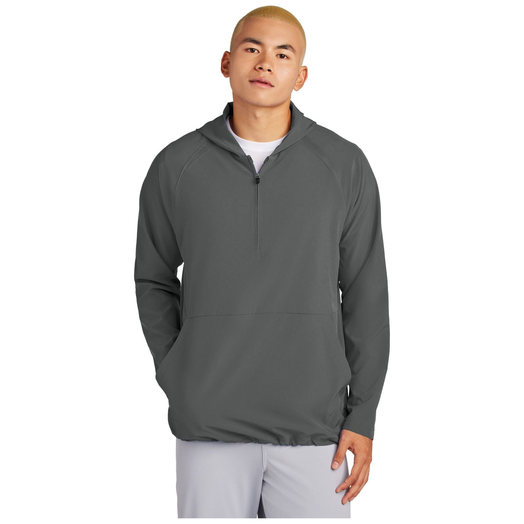 Sport-Tek ® Repeat 1/2-Zip Long Sleeve Hooded Jacket JST488 - Sport-Tek JST488 Outerwear Sport-Tek Iron Grey XS