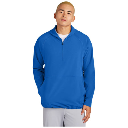 Sport-Tek ® Repeat 1/2-Zip Long Sleeve Hooded Jacket JST488 - Sport-Tek JST488 Outerwear Sport-Tek True Royal XS