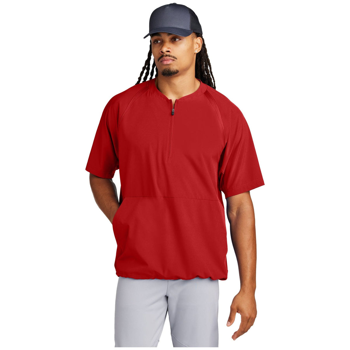 Sport-Tek ® Repeat 1/2-Zip Short Sleeve Jacket JST489 - Sport-Tek JST489 Outerwear Sport-Tek Deep Red XS