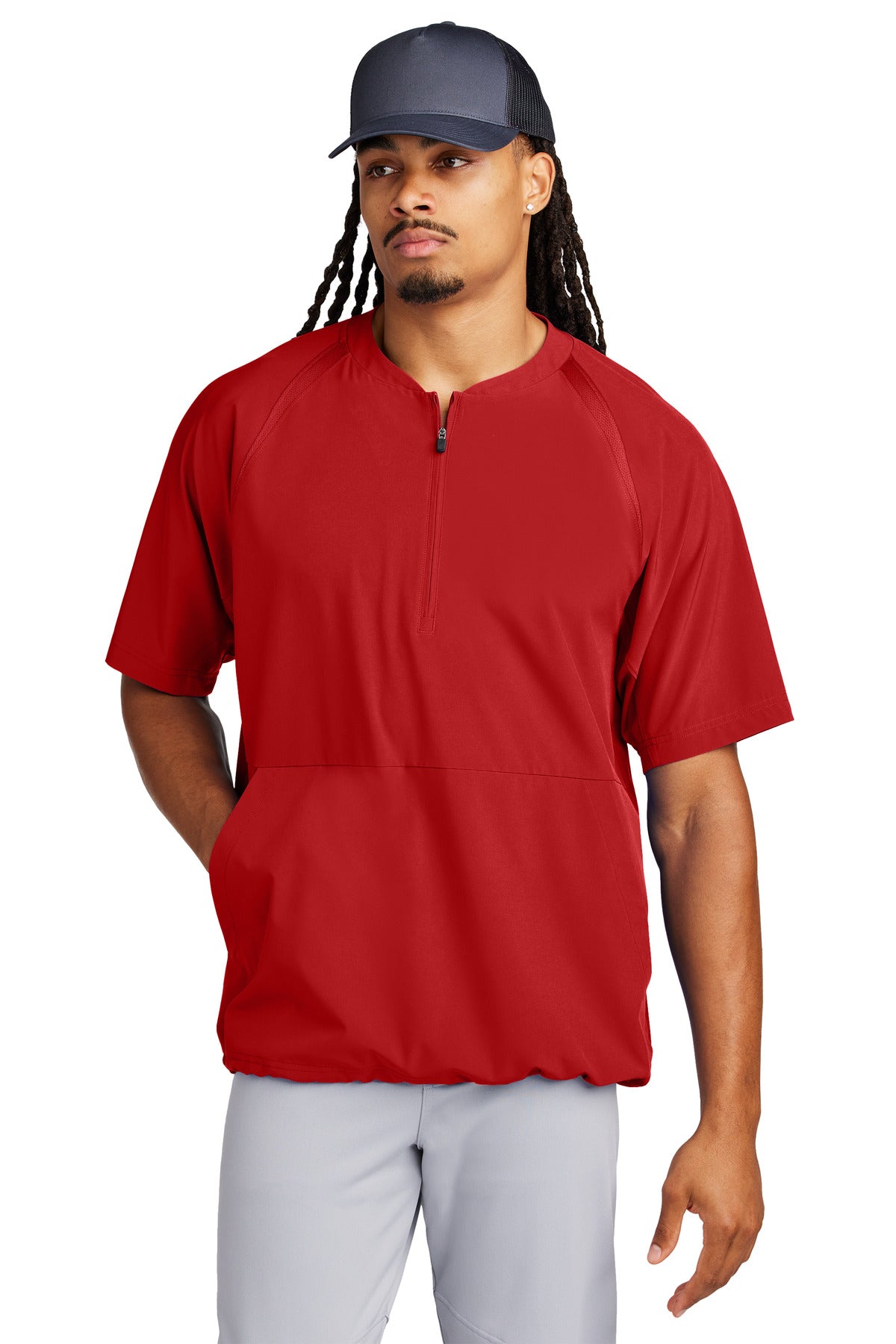 Sport-Tek JST489 Repeat 1/2-Zip Short Sleeve Jacket Wholesale Athletic Warm-Up Jackets