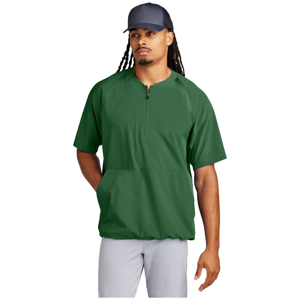 Sport-Tek ® Repeat 1/2-Zip Short Sleeve Jacket JST489 - Sport-Tek JST489 Outerwear Sport-Tek Forest Green XS