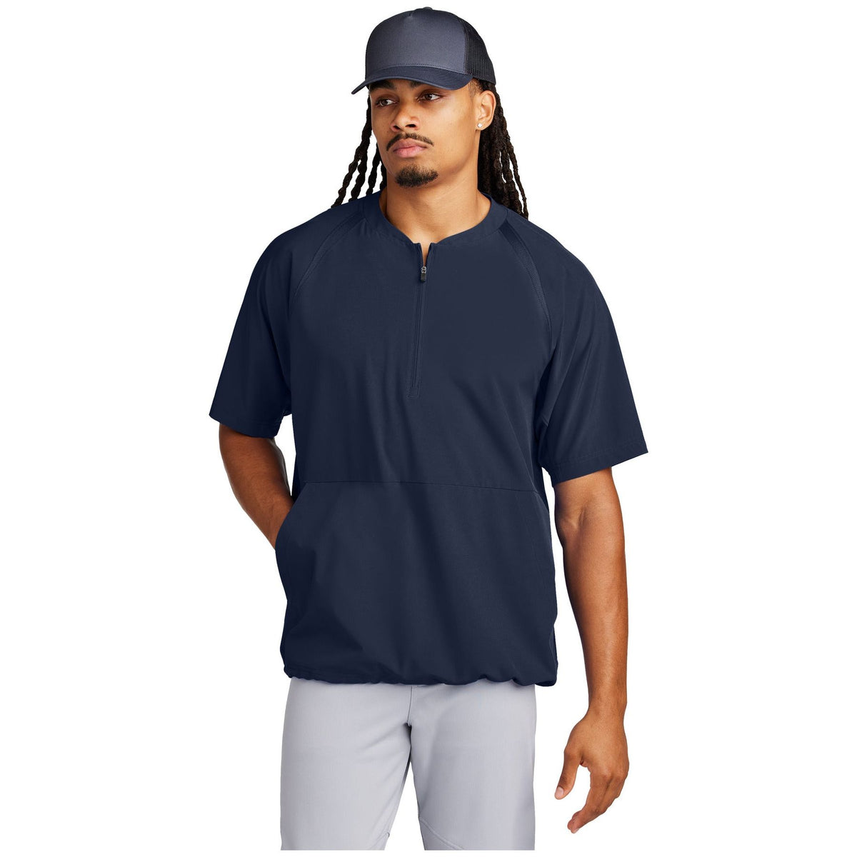 Sport-Tek ® Repeat 1/2-Zip Short Sleeve Jacket JST489 - Sport-Tek JST489 Outerwear Sport-Tek True Navy XS