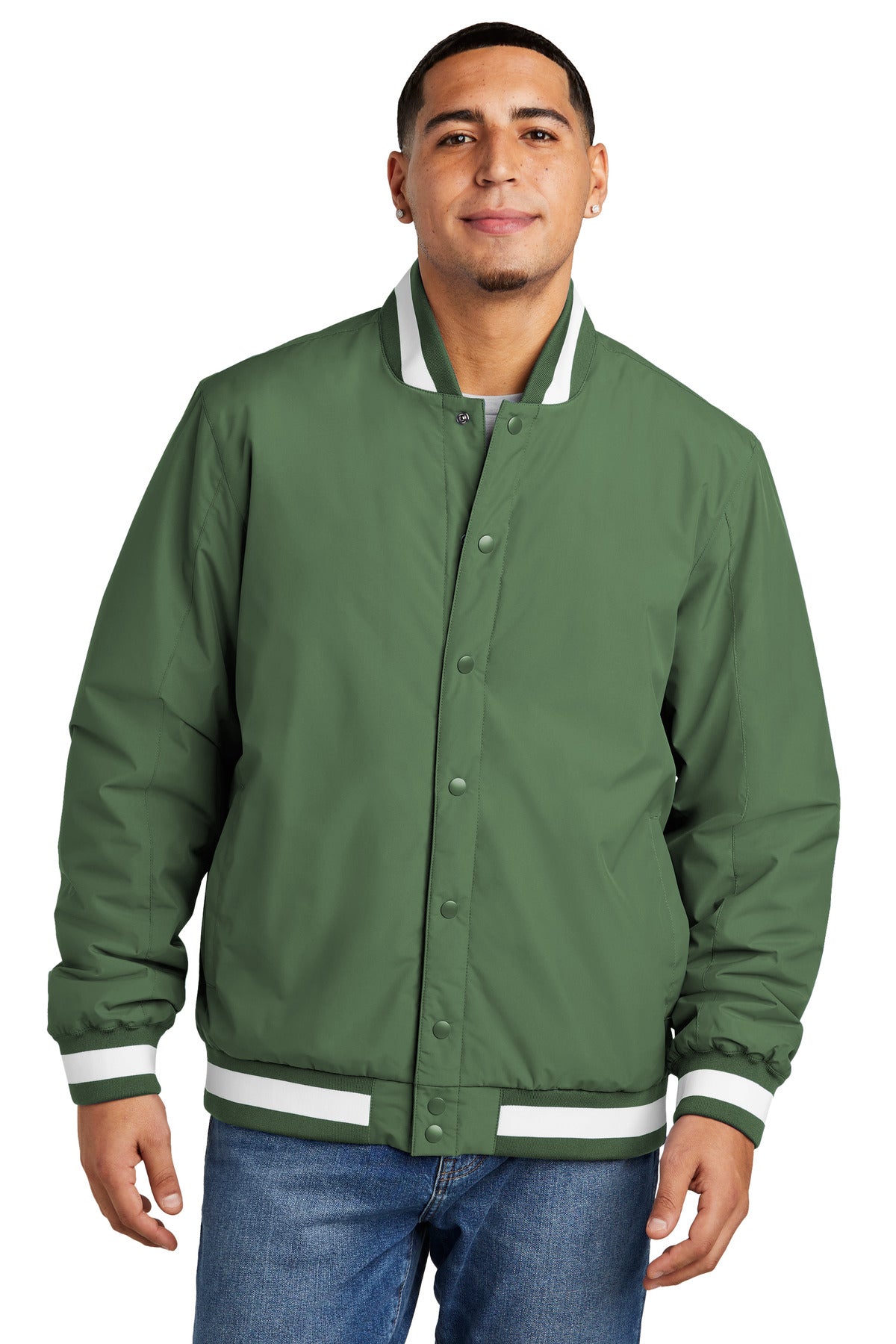 Sport-Tek ® Insulated Varsity Jacket JST58 - Sport-Tek JST58 Outerwear Sport-Tek Forest Green XS