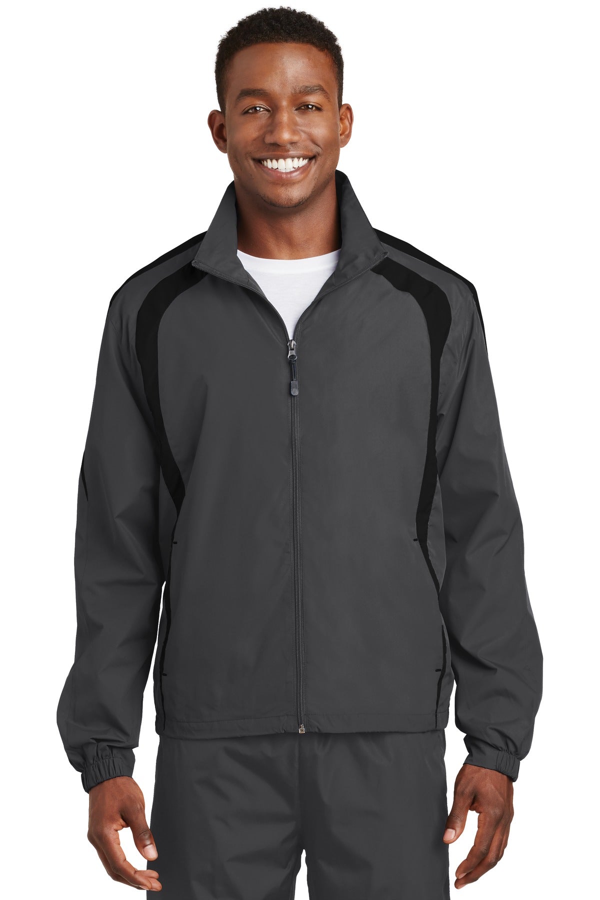 Sport-Tek ® Colorblock Raglan Jacket. JST60 - Sport-Tek JST60 Activewear Sport-Tek Graphite/ Black XS