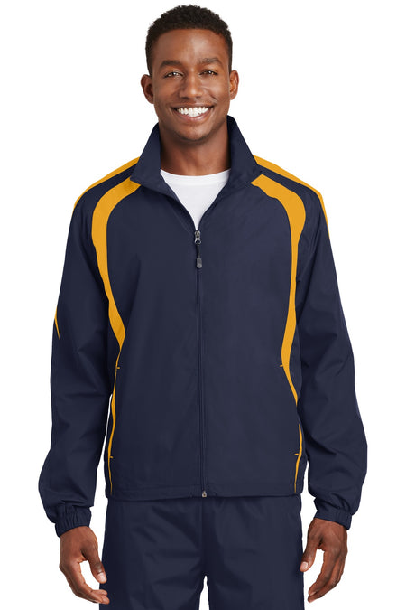 Sport-Tek ® Colorblock Raglan Jacket. JST60 - Sport-Tek JST60 Activewear Sport-Tek True Navy/ Gold XS