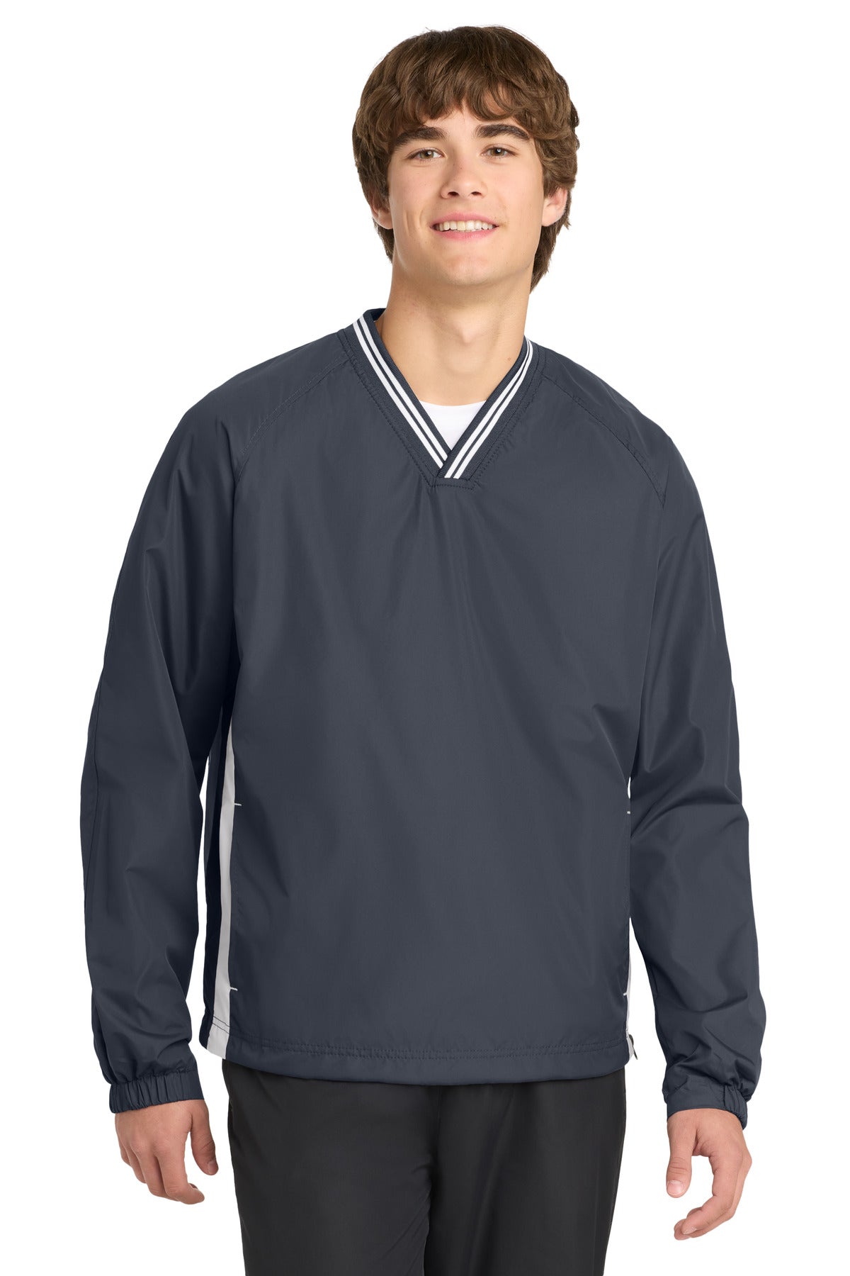 Sport-Tek JST62 Tipped V-Neck Raglan Wind Shirt