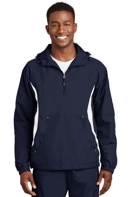 Sport-Tek ® Colorblock Raglan Anorak. JST63 - Sport-Tek JST63 Activewear Sport-Tek True Navy/ White XS