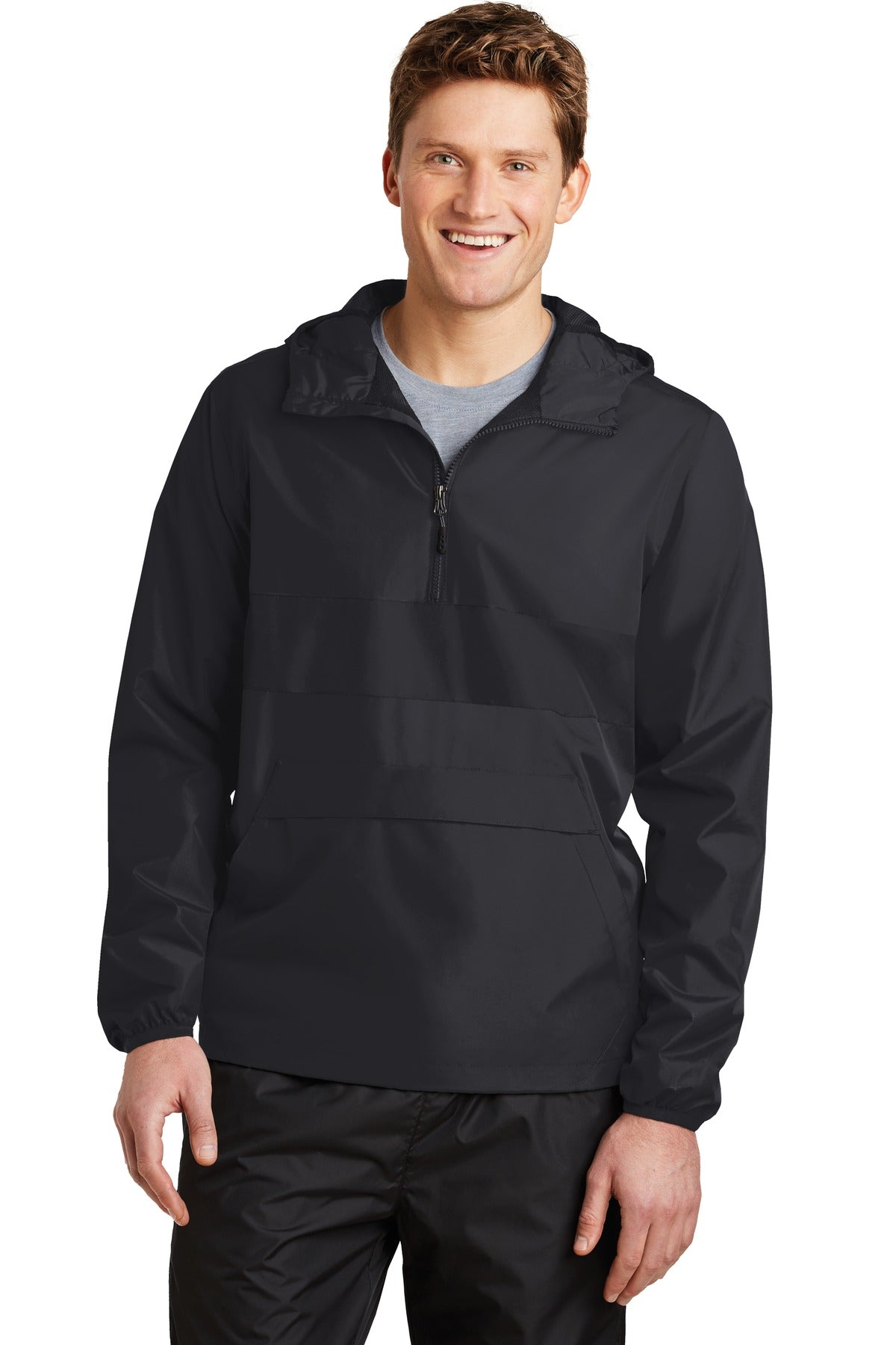 Sport-Tek ® Zipped Pocket Anorak. JST65 - Sport-Tek JST65 Outerwear Sport-Tek Black/ Black XS