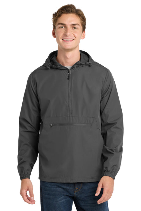 Sport-Tek JST66 Packable Anorak – Lightweight Water-Resistant Windbreaker Jacket
