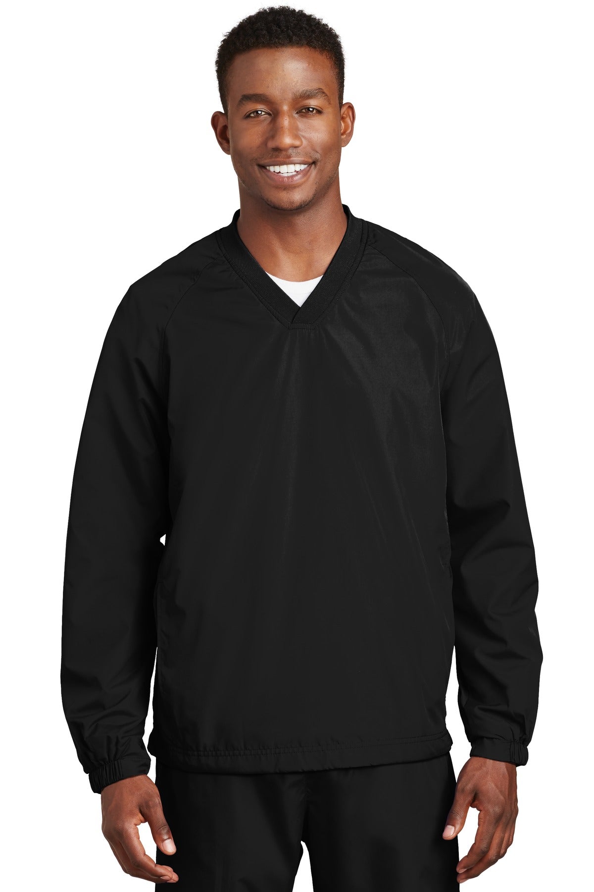 Sport-Tek ® V-Neck Raglan Wind Shirt. JST72 - Sport-Tek JST72 Activewear Sport-Tek Black XS