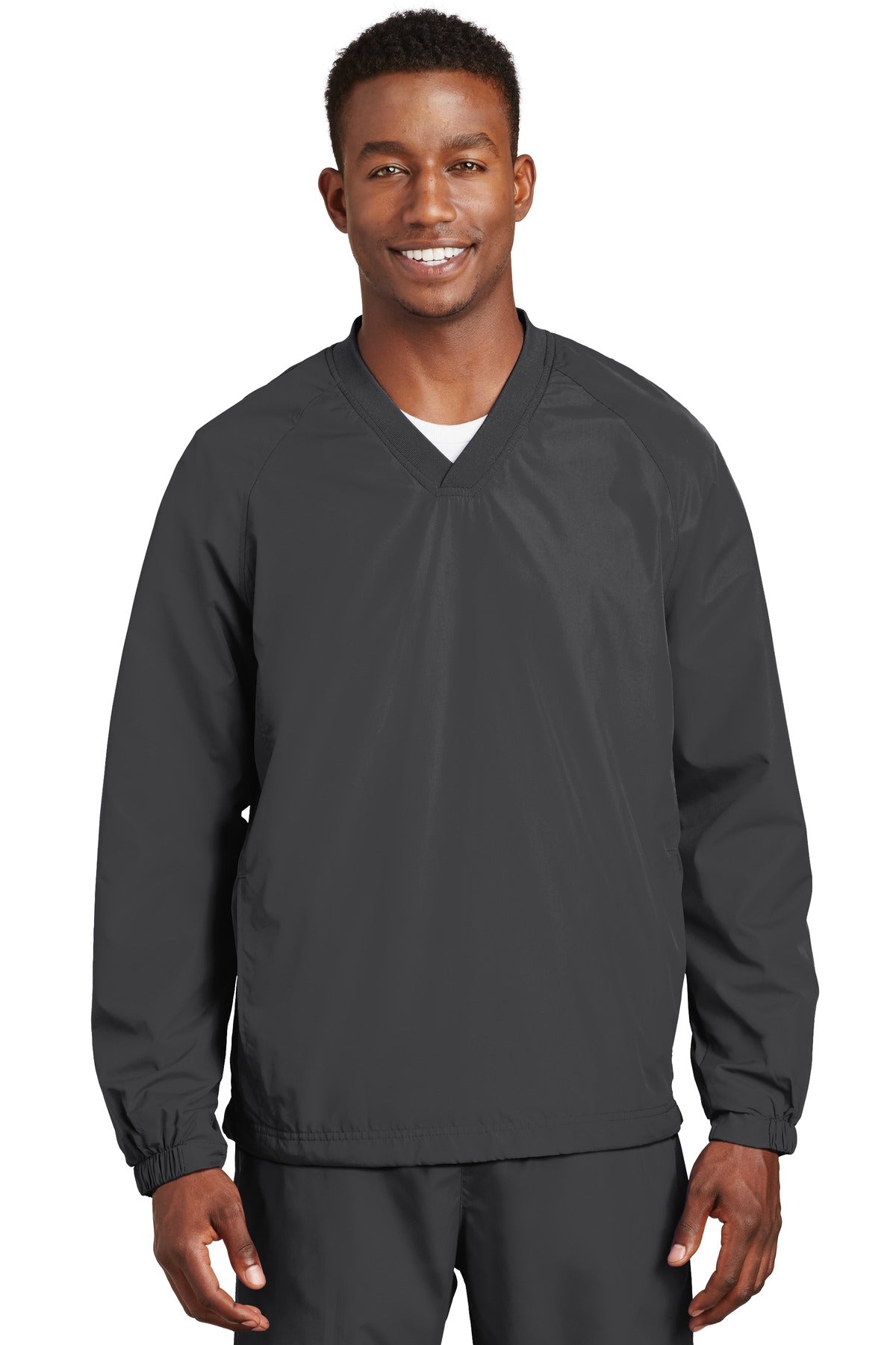 Sport-Tek ® V-Neck Raglan Wind Shirt. JST72 - Sport-Tek JST72 Activewear Sport-Tek Graphite XS