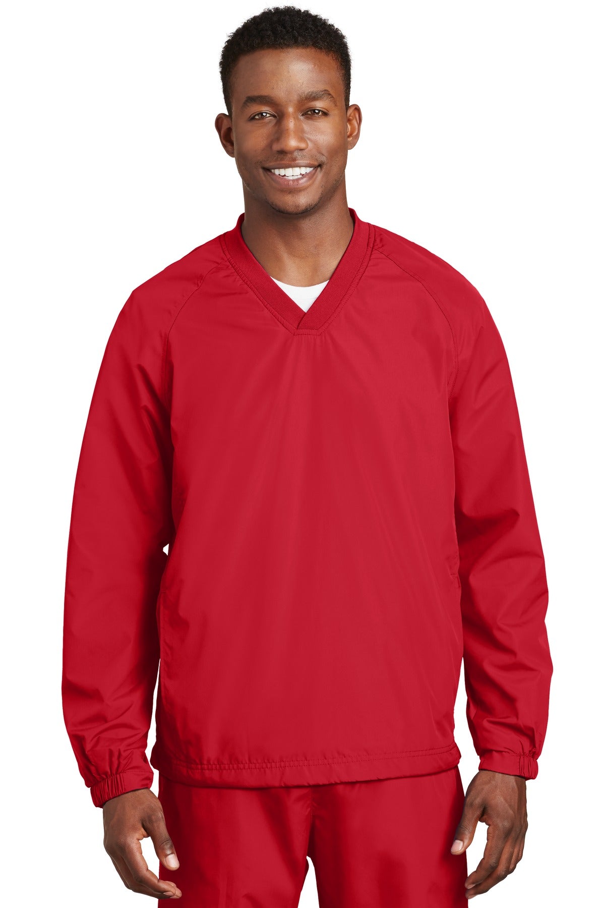 Sport-Tek ® V-Neck Raglan Wind Shirt. JST72 - Sport-Tek JST72 Activewear Sport-Tek True Red XS