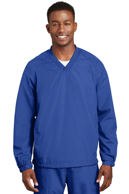 Sport-Tek ® V-Neck Raglan Wind Shirt. JST72 - Sport-Tek JST72 Activewear Sport-Tek True Royal XS