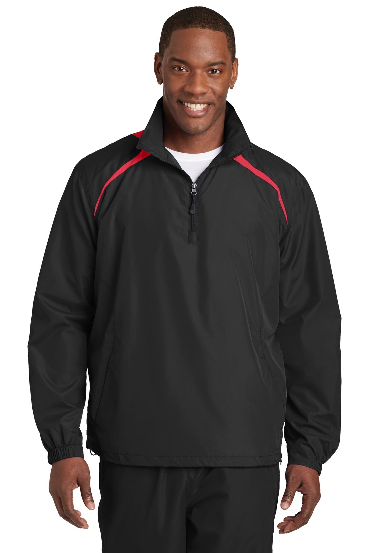 Sport-Tek ® 1/2-Zip Wind Shirt. JST75 - Sport-Tek JST75 Activewear Sport-Tek Black/ True Red XS