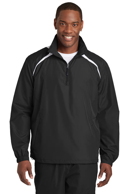 Sport-Tek ® 1/2-Zip Wind Shirt. JST75 - Sport-Tek JST75 Activewear Sport-Tek Black/ White XS