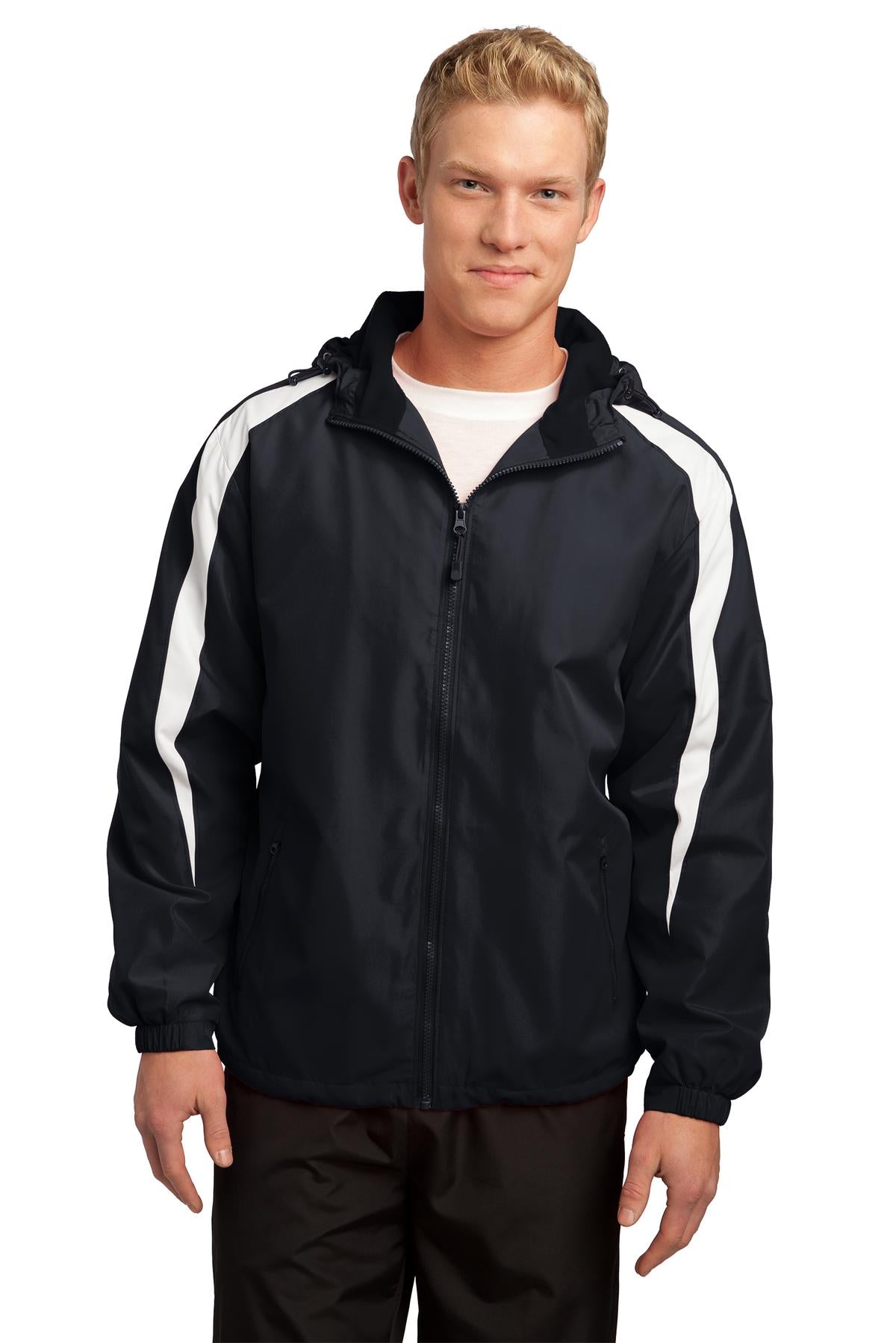 Sport-Tek ® Fleece-Lined Colorblock Jacket. JST81 - Sport-Tek JST81 Activewear Sport-Tek Black/ White XS